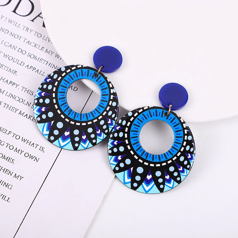 Wholesale Round Polka Dot Geometric Acrylic Earrings