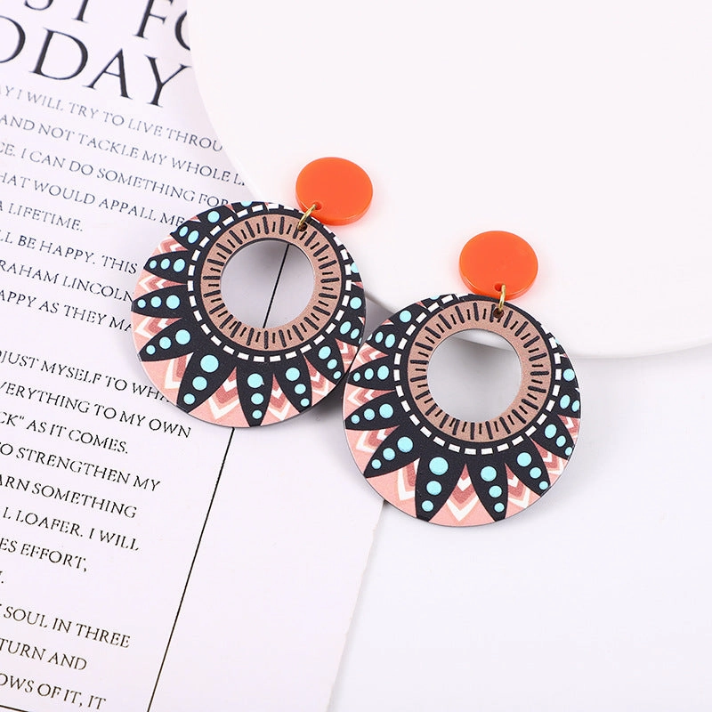 Wholesale Round Polka Dot Geometric Acrylic Earrings
