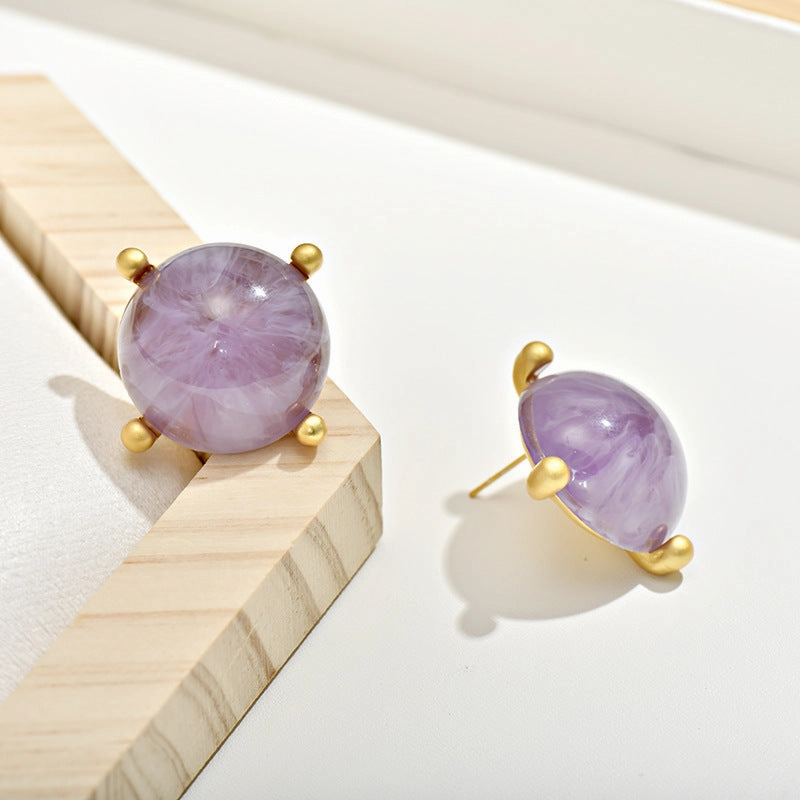 Wholesale Round Resin Glass Alloy Earrings