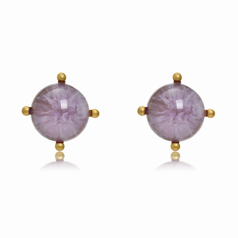 Wholesale Round Resin Glass Alloy Earrings