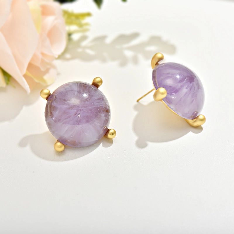 Wholesale Round Resin Glass Alloy Earrings