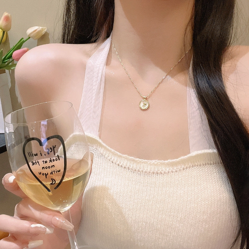 Wholesale Round Rose Pendant Alloy Necklace