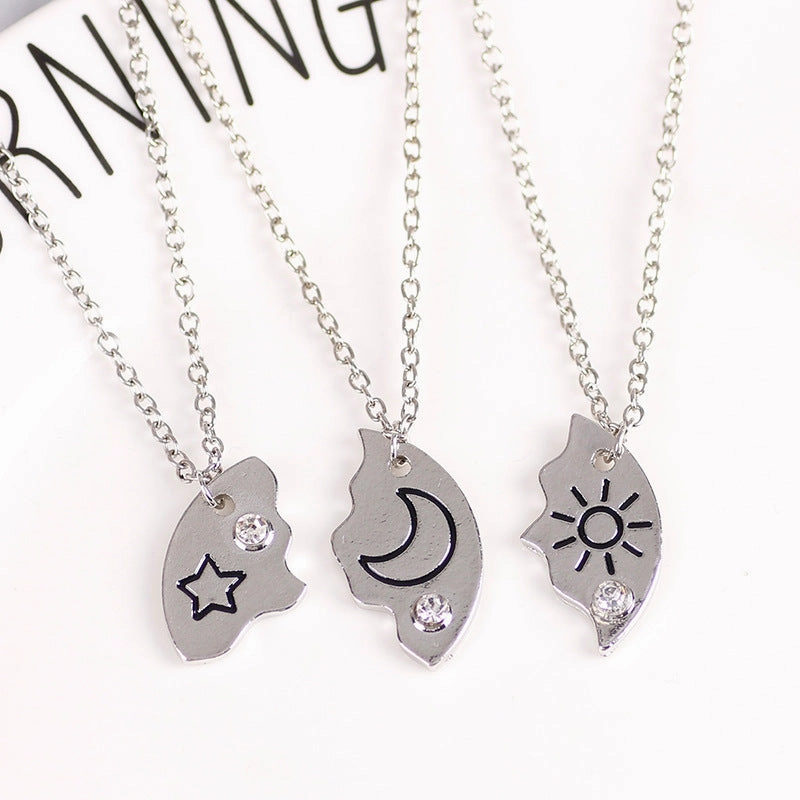 Wholesale Round Splicing Sun Moon Star Series Necklace Clavicle Chain