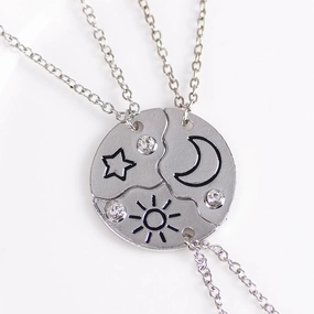 Wholesale Round Splicing Sun Moon Star Series Necklace Clavicle Chain