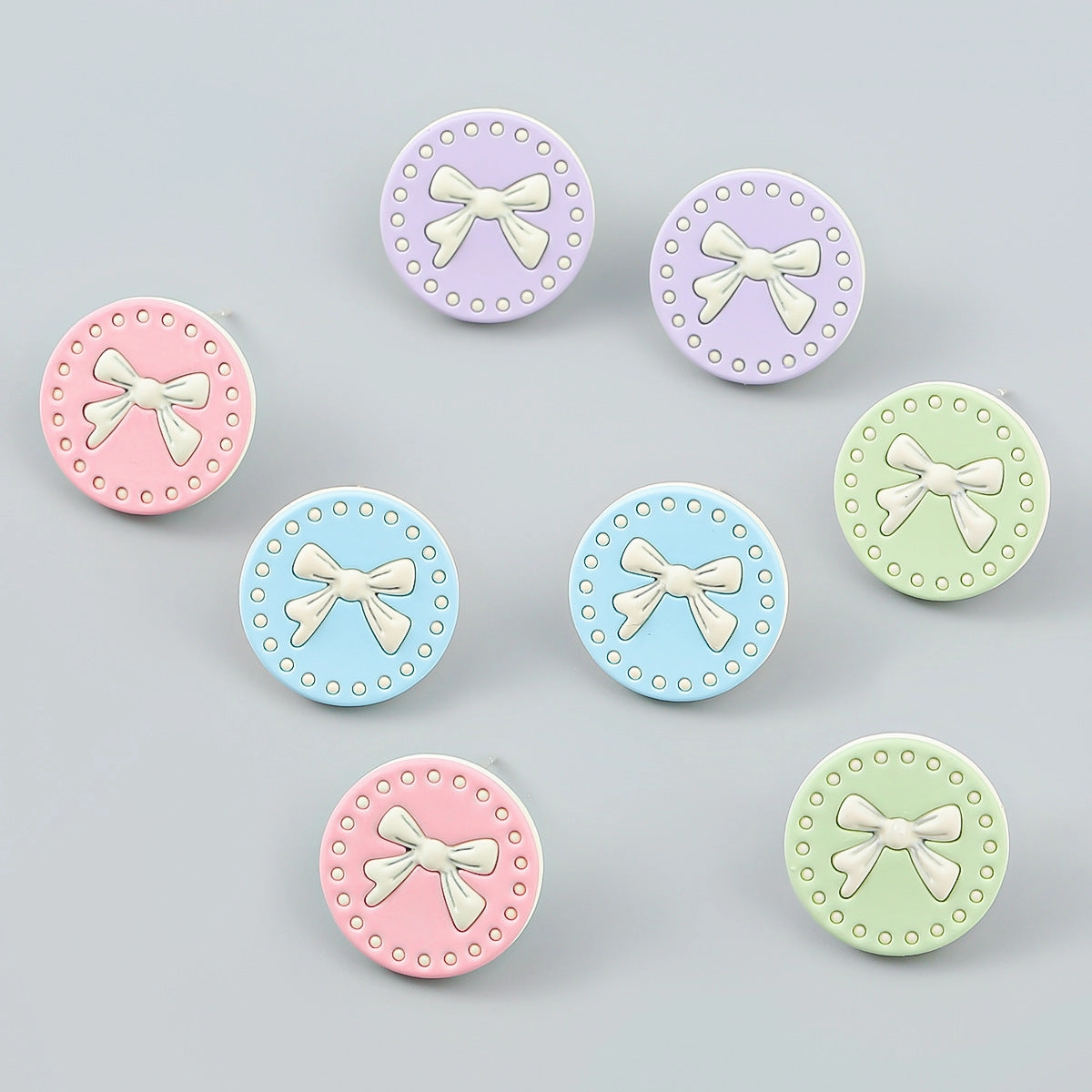 Wholesale Round Spray Painted Bow Alloy Ear Studs
