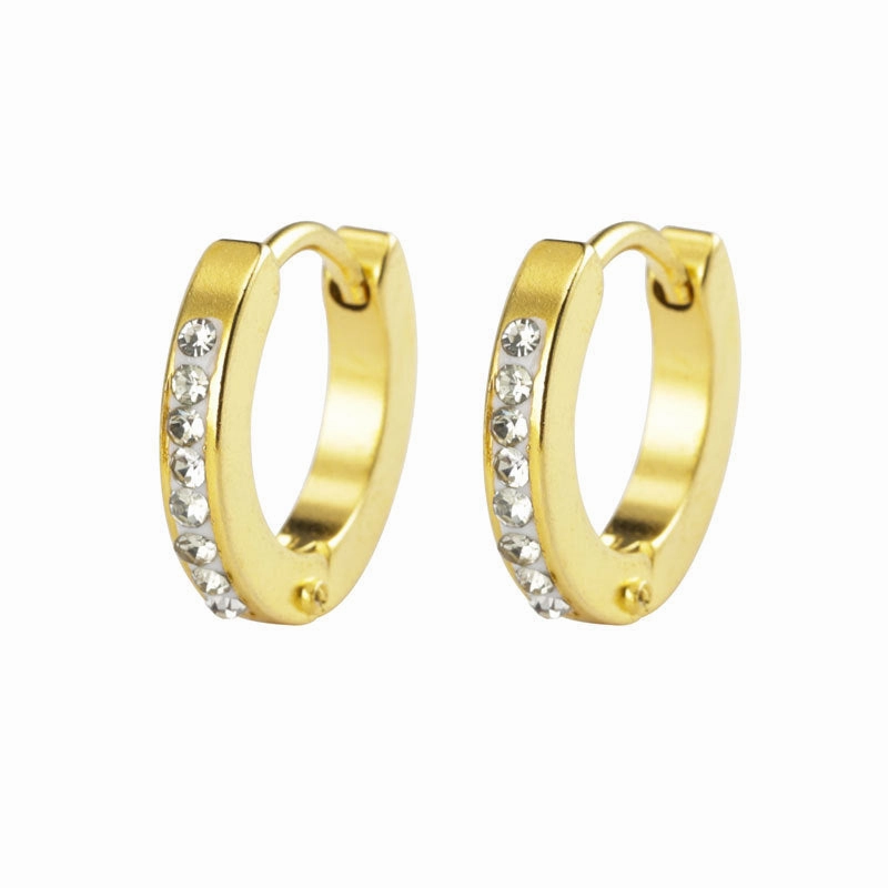 Wholesale Round Stainless Steel Micro Diamond Titanium Steel Earrings
