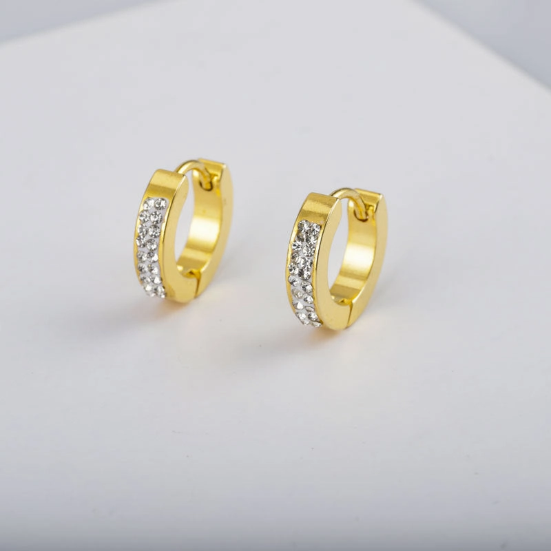 Wholesale Round Stainless Steel Micro Diamond Titanium Steel Earrings