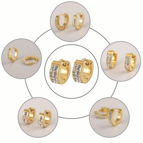 Wholesale Round Stainless Steel Micro Diamond Titanium Steel Earrings