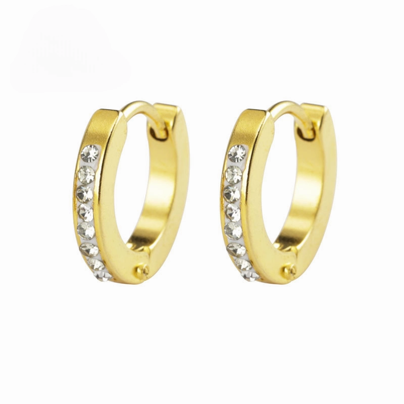 Wholesale Round Stainless Steel Micro Diamond Titanium Steel Earrings
