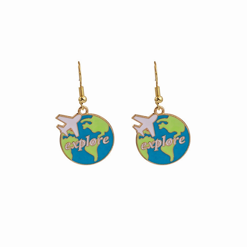Wholesale Round the World Aircraft Alloy Earrings