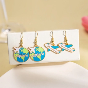 Wholesale Round the World Aircraft Alloy Earrings