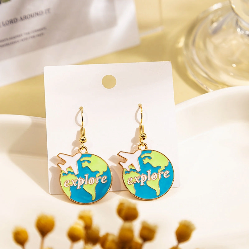 Wholesale Round the World Aircraft Alloy Earrings