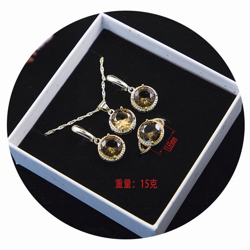 Wholesale Round Three-Piece Set Color Stone Earrings