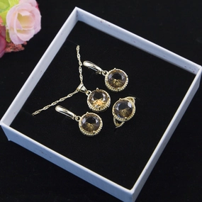 Wholesale Round Three-Piece Set Color Stone Earrings