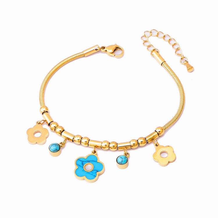 Wholesale Round Tube Five-pointed Star Necklace Turquoise Clavicle Pendant Long Tassel Earrings Bracelet Set