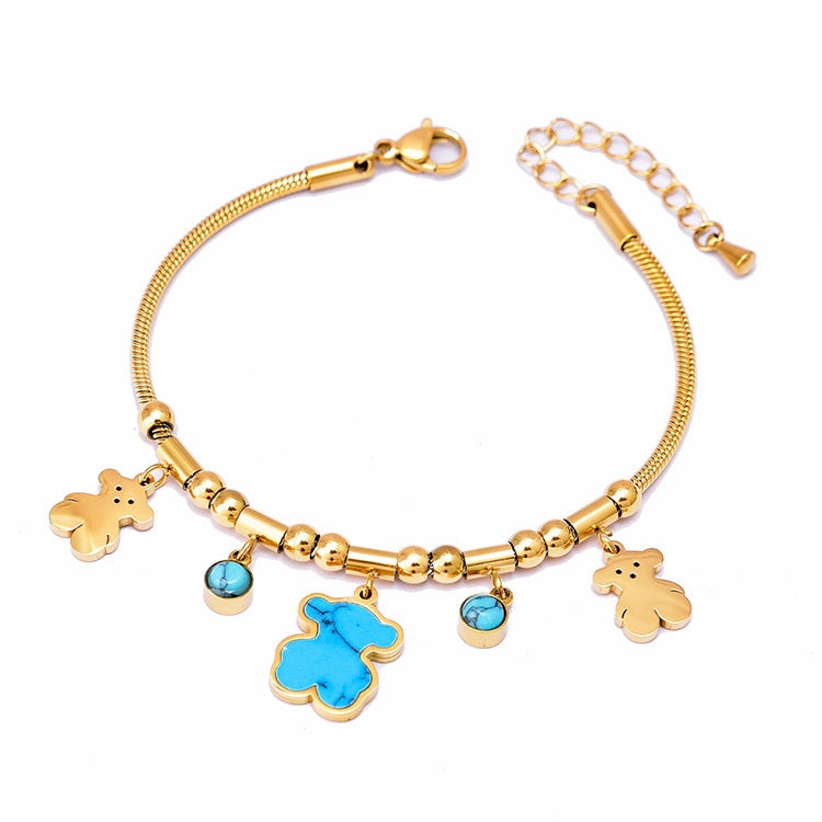 Wholesale Round Tube Five-pointed Star Necklace Turquoise Clavicle Pendant Long Tassel Earrings Bracelet Set
