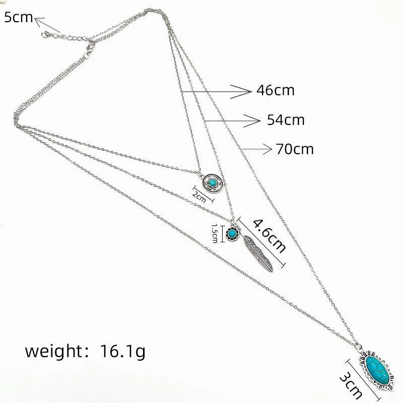 Wholesale Round Turquoise Multi-layer Alloy Necklace
