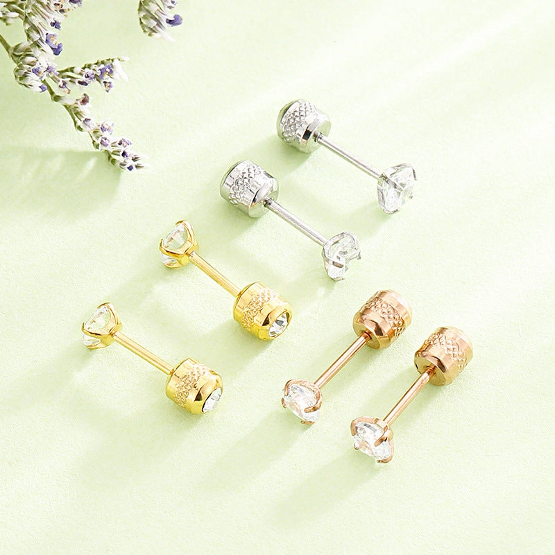 Wholesale Round Zircon Fine Needle Earring