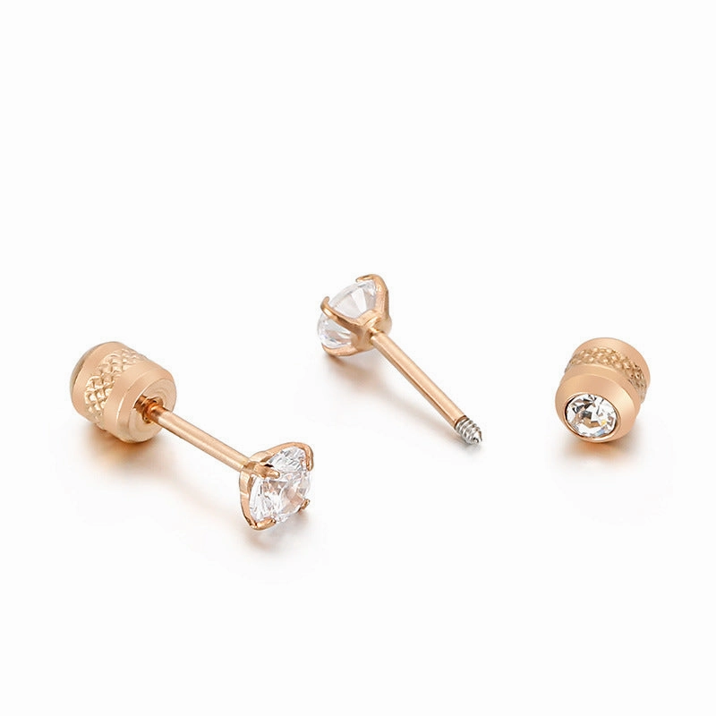 Wholesale Round Zircon Fine Needle Earring