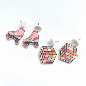 Wholesale Rubik's Cube Acrylic Earrings