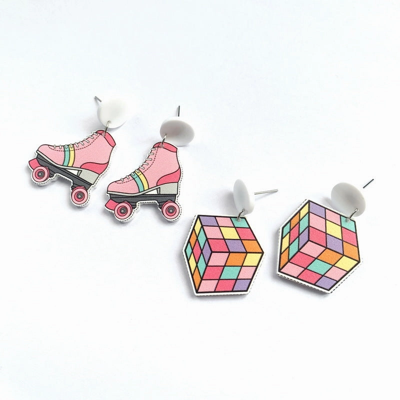 Wholesale Rubik's Cube Acrylic Earrings