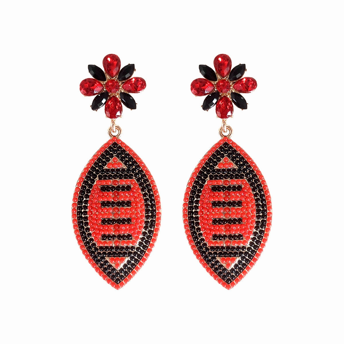Wholesale Rugby Alloy Rice Beads with Diamond Earrings