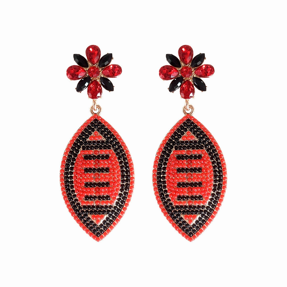 Wholesale Rugby Alloy Rice Beads with Diamond Earrings