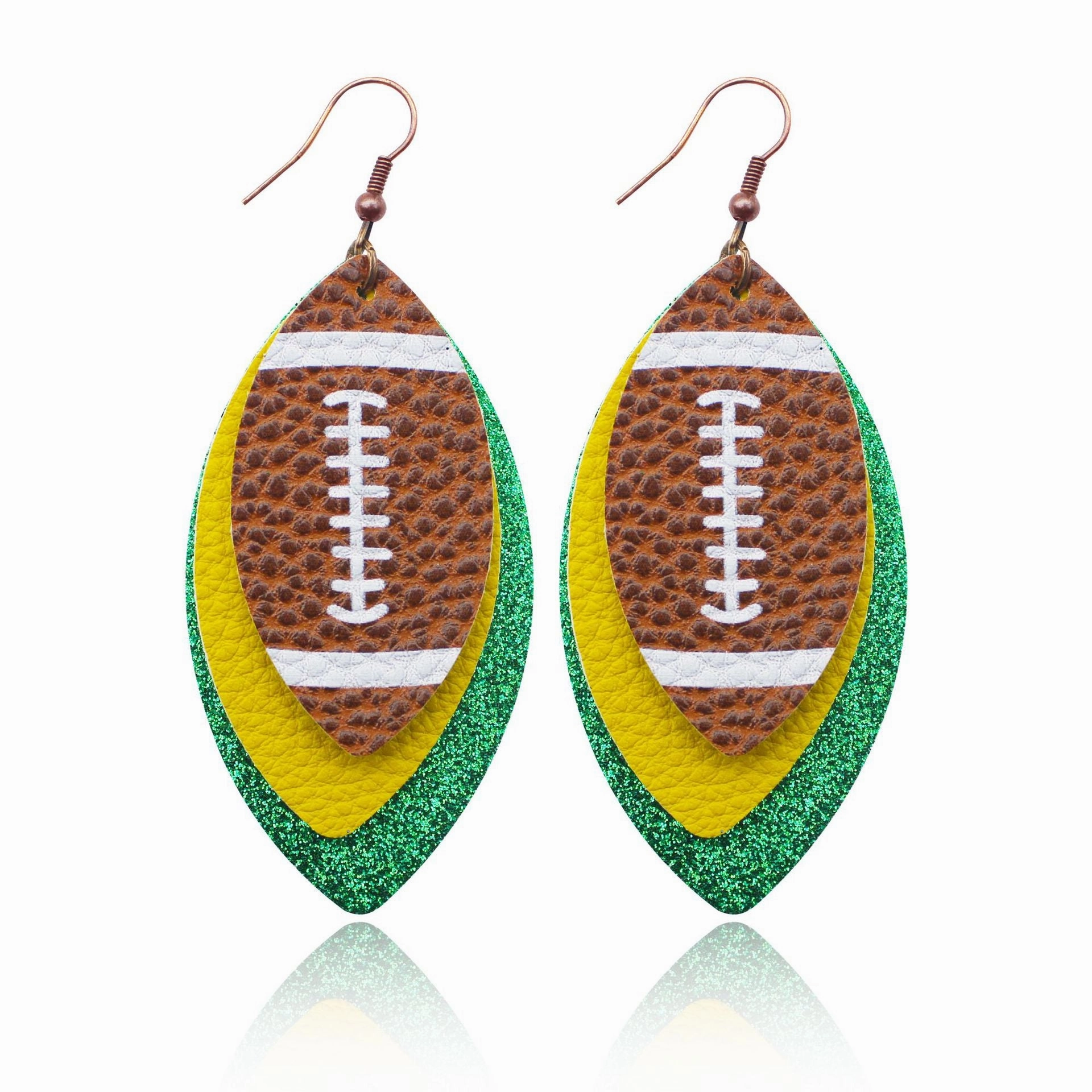 Wholesale Rugby Brown Leopard Tree Leaf Leather Earrings