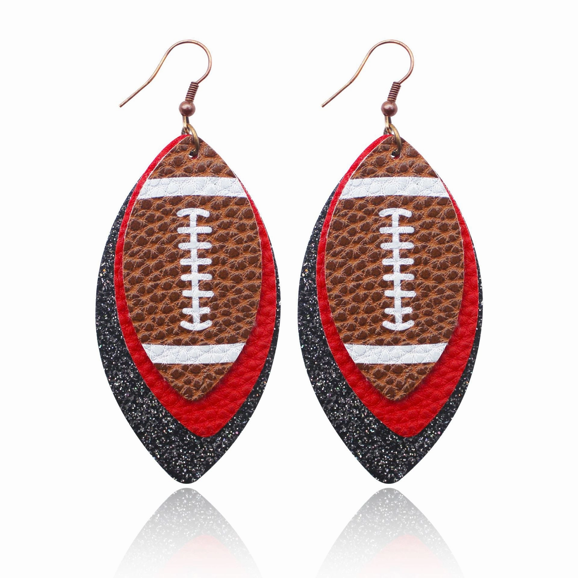 Wholesale Rugby Brown Leopard Tree Leaf Leather Earrings