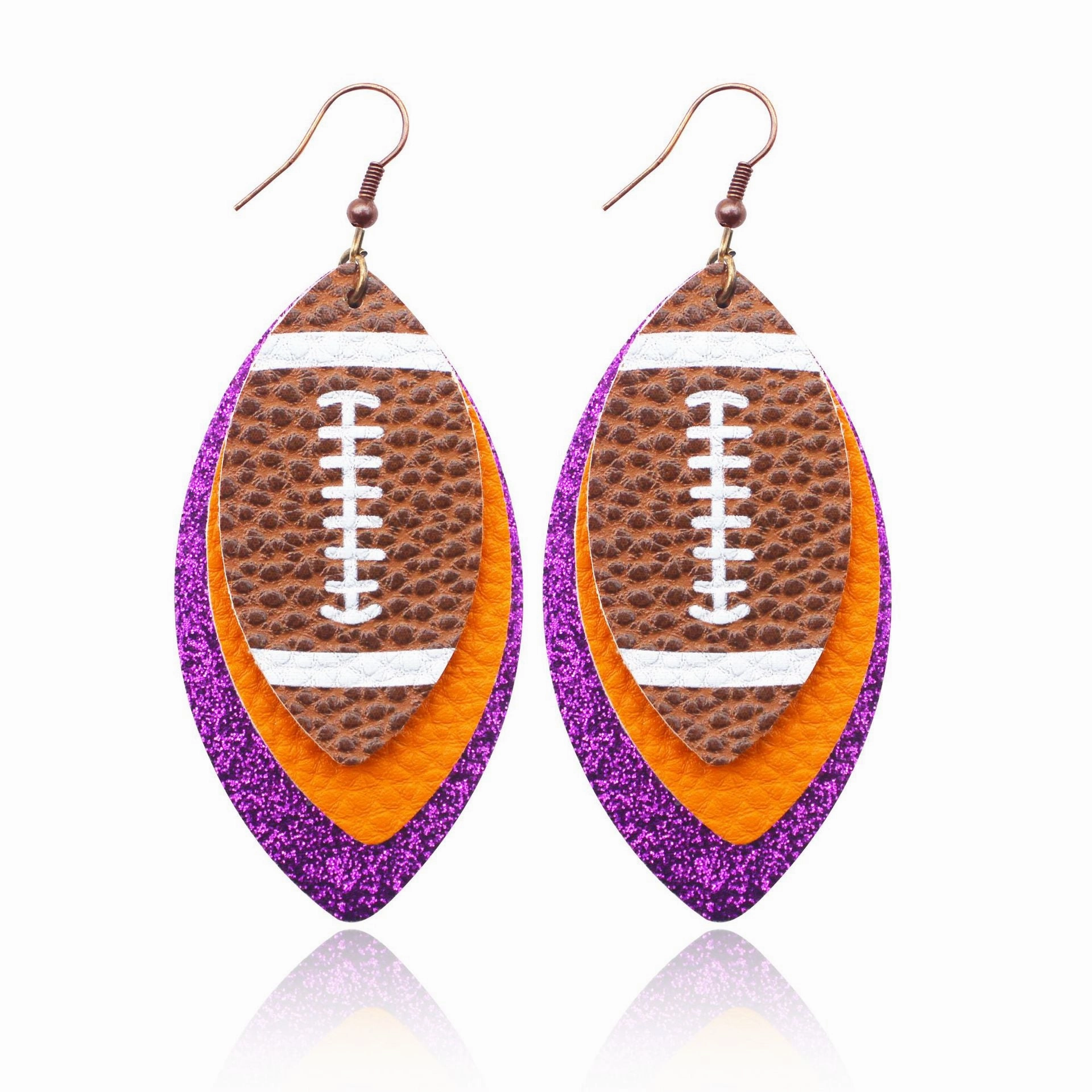 Wholesale Rugby Brown Leopard Tree Leaf Leather Earrings