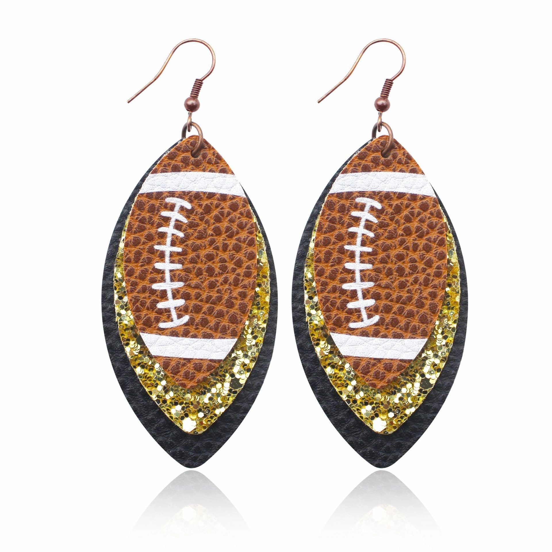 Wholesale Rugby Brown Leopard Tree Leaf Leather Earrings