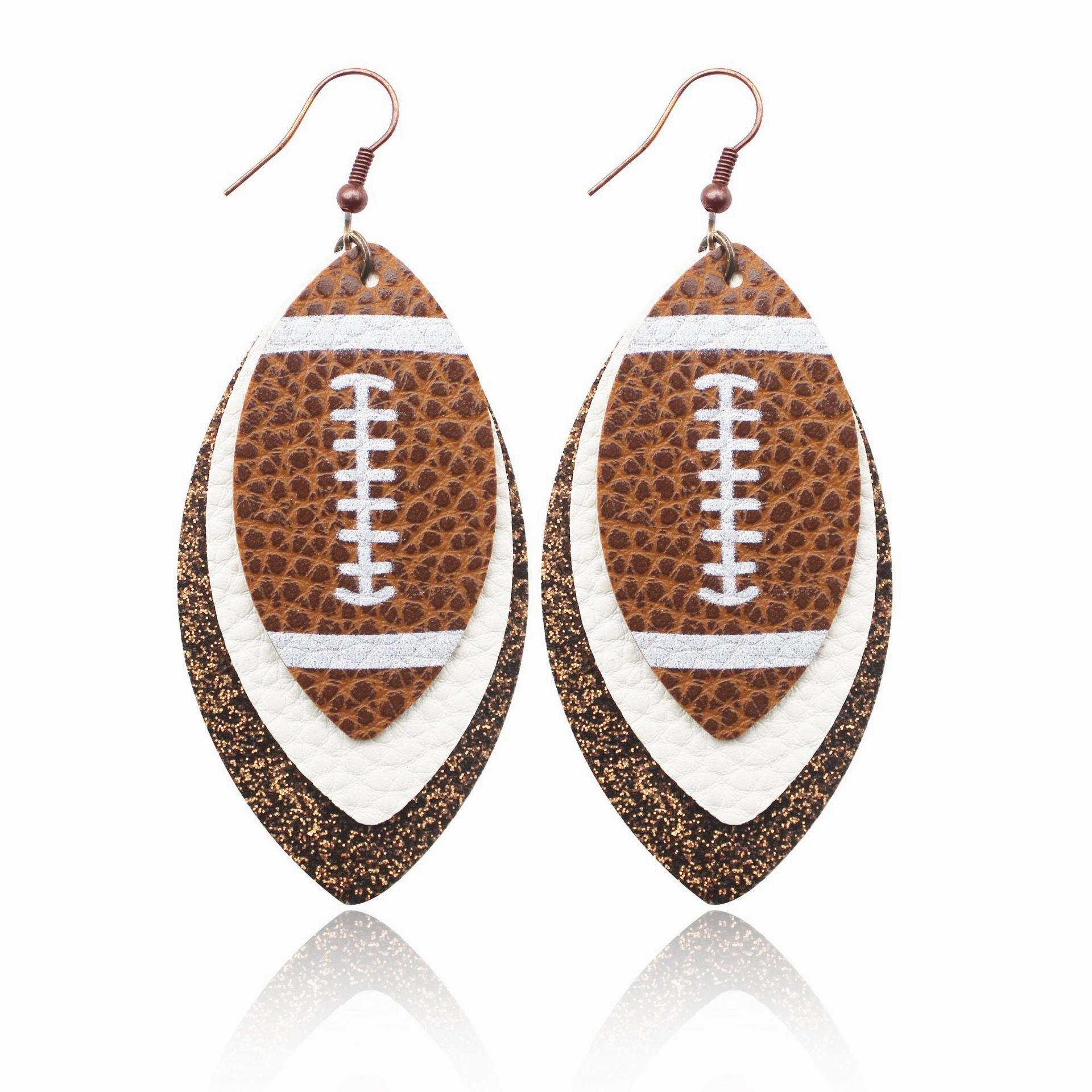 Wholesale Rugby Brown Leopard Tree Leaf Leather Earrings