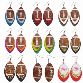 Wholesale Rugby Brown Leopard Tree Leaf Leather Earrings