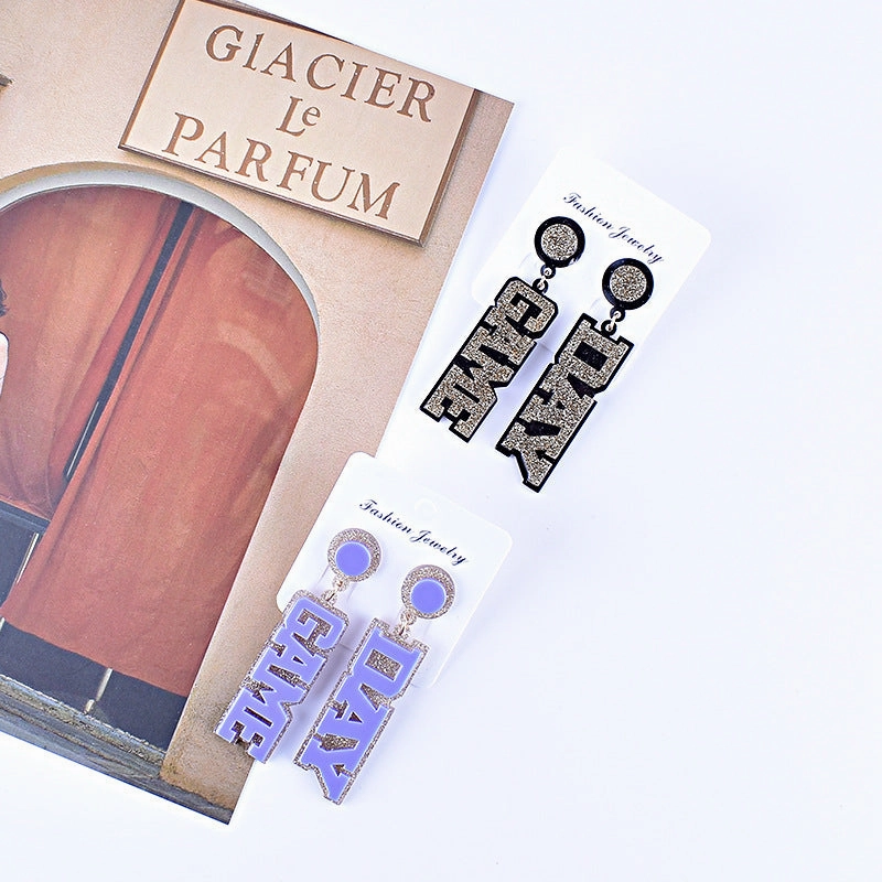 Wholesale Rugby English Letter Game Day Acrylic Earrings