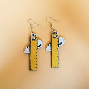 Wholesale Ruler Graduation Teacher Student Gift Wooden Earrings