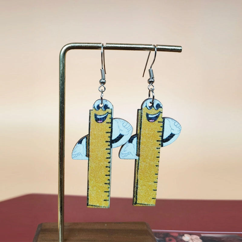 Wholesale Ruler Graduation Teacher Student Gift Wooden Earrings