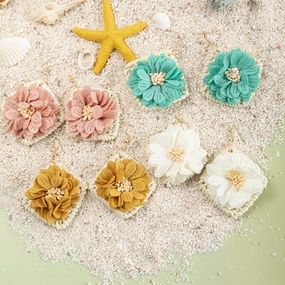 Wholesale Rustic Flower Rattan Alloy Earrings
