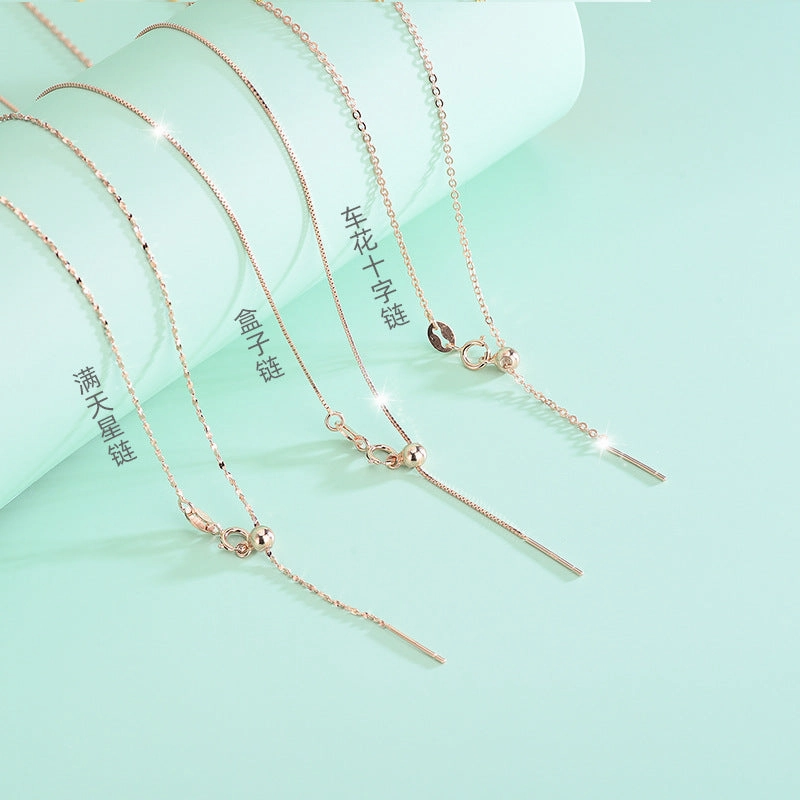 Wholesale S925 Silver DIY Necklace with Needle Adjustable Positioning Beaded Collar Chain