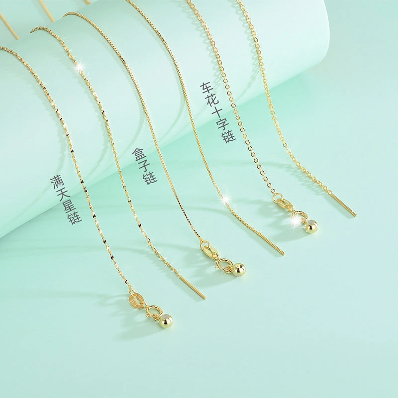 Wholesale S925 Silver DIY Necklace with Needle Adjustable Positioning Beaded Collar Chain