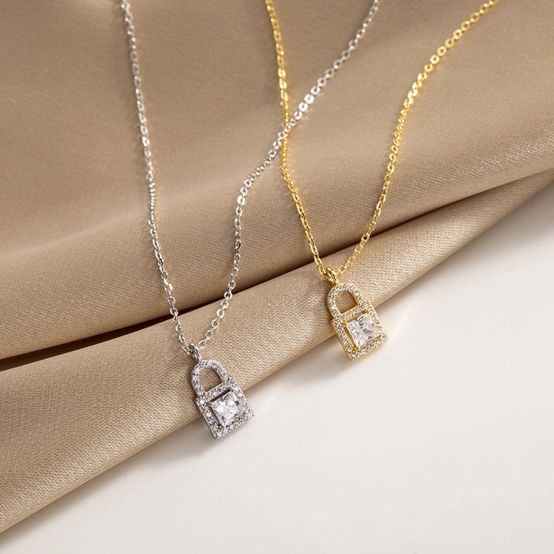 Wholesale S925 Silver Lock Diamond Necklace