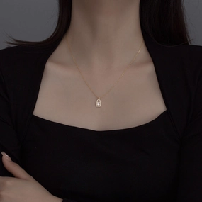 Wholesale S925 Silver Lock Diamond Necklace