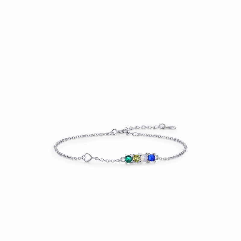 Wholesale S925 Silver Love Heart Crystal Bracelet OLY-BT-MoD001