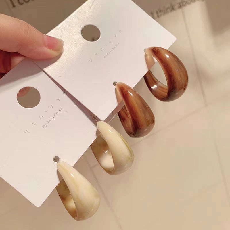 Wholesale S925 Silver Needle Acrylic Geometric C Shape Earrings