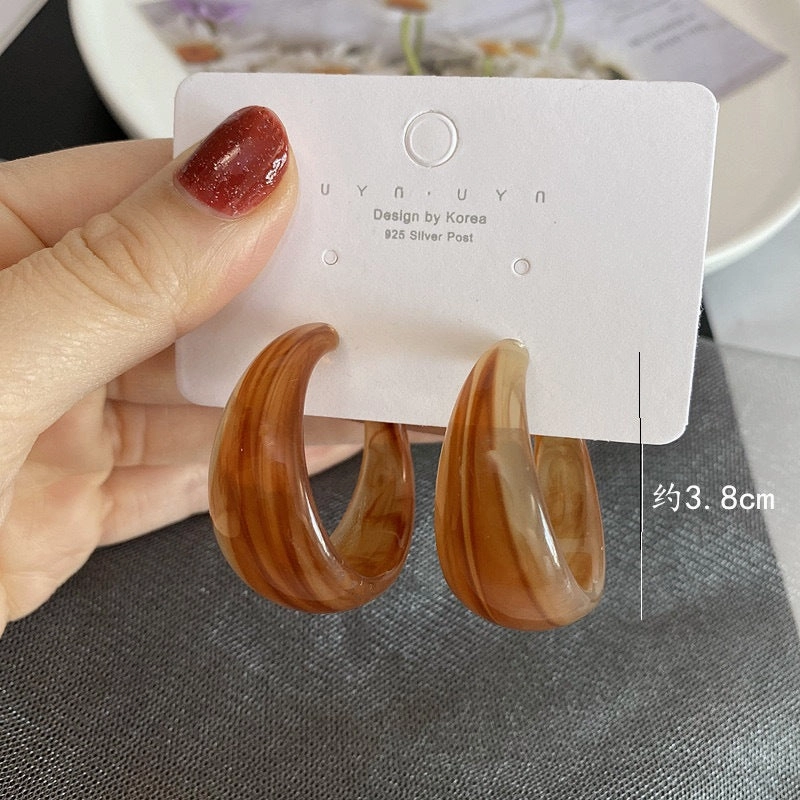 Wholesale S925 Silver Needle Acrylic Geometric C Shape Earrings