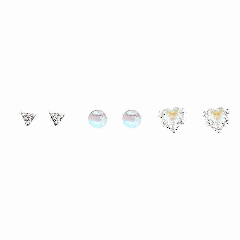 Wholesale S925 Silver Needle Aurora Love Heart Alloy Earrings
