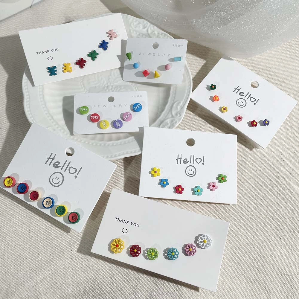 Wholesale s925 Silver Needle Color Bear Button Heart Three-piece Set Earrings