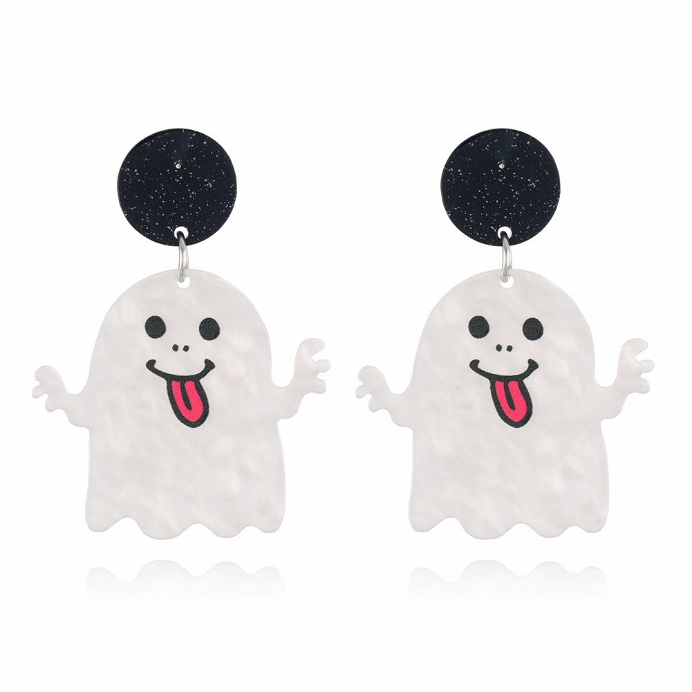 Wholesale S925 Silver Needle Halloween Series Graffiti Earrings