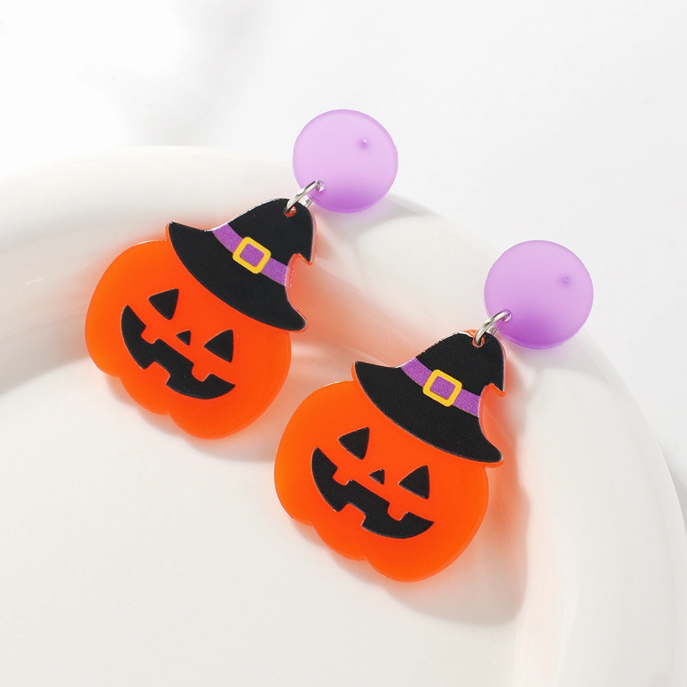 Wholesale S925 Silver Needle Halloween Series Graffiti Earrings