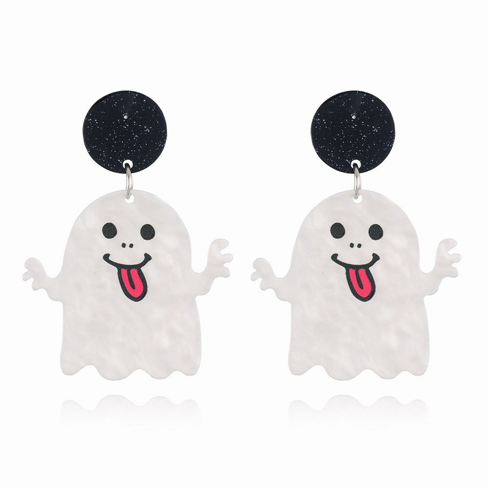 Wholesale S925 Silver Needle Halloween Series Graffiti Earrings