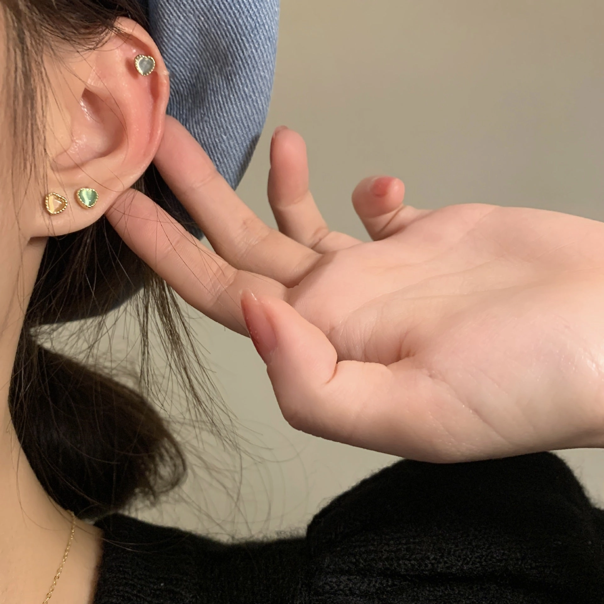 Wholesale s925 Silver Needle Love Alloy Earrings